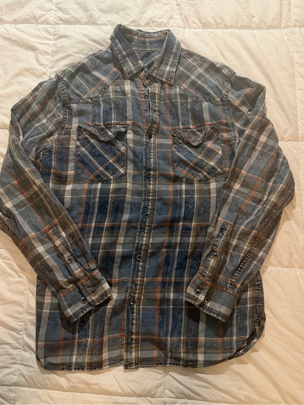 Mossimo Men's Blue Plaid Long-Sleeve Button-Up Shirt M